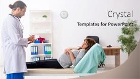  Presentation with gynecologist - Audience pleasing theme consisting of young-woman-visting-young-male backdrop and a sky blue colored foreground