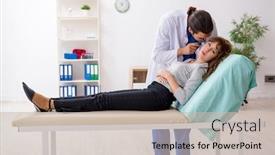  Presentation with otorhinolaryngologist - Beautiful theme featuring young-woman-visting-young-male backdrop and a soft green colored foreground