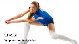  Presentation with volleyball - PPT theme with young woman volleyball player isolated background and a white colored foreground