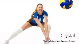  Presentation with volleyball - PPT theme enhanced with young woman volleyball player isolated background and a white colored foreground