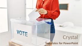  Presentation with voting - Theme having young-woman-voting-at-electoral background and a lemonade colored foreground