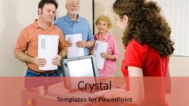  Presentation with people voting - Beautiful presentation featuring young woman voting on optical backdrop and a red colored foreground