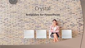  Presentation with job interview - Colorful PPT layouts enhanced with young woman waiting for job interview in hall backdrop and a soft green colored foreground