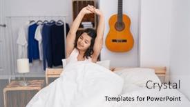  Presentation with young woman diagnosis of sti - Presentation theme consisting of young-woman-waking-up-stretching background and a white colored foreground