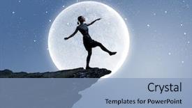  Presentation with mountain - Slides having young woman walking at mountain background and a light blue colored foreground