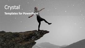  Presentation with sad woman walking - Slide deck featuring young woman walking at mountain background and a gray colored foreground