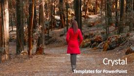  Presentation with alone - PPT layouts with young woman walking away alone background and a violet colored foreground