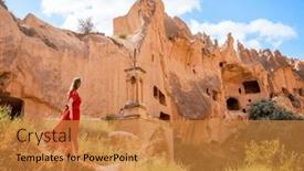  Presentation with fairy - Slide set with young-woman-walking-in-zelve background and a gold colored foreground