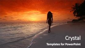  Presentation with woman in under wear - Slide set featuring young woman walking on beach background and a dark gray colored foreground