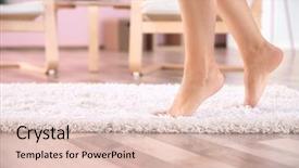  Presentation with walking - Amazing PPT theme having young woman walking on soft backdrop and a lemonade colored foreground