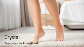  Presentation with sad woman walking - Amazing presentation design having young woman walking on soft backdrop and a lemonade colored foreground