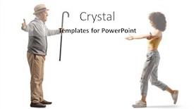  Presentation with wide - Theme having young-woman-walking-towards background and a white colored foreground