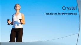  Presentation with complete - Colorful PPT theme enhanced with young woman walking with weights backdrop and a  colored foreground