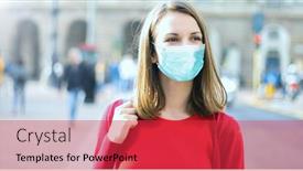  Presentation with covid - Slides having young-woman-walking background and a red colored foreground