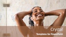  Presentation with hair spa - Presentation theme with young-woman-washing-hair background and a tawny brown colored foreground