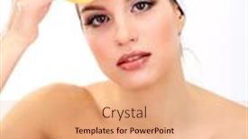  Presentation with photo - Colorful slide set enhanced with young woman washing her face conceptual photo make-up remover backdrop and a coral colored foreground