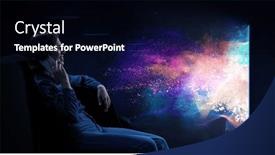  Presentation with movie - PPT layouts consisting of young-woman-watching-movie-mixed background and a black colored foreground