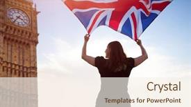  Presentation with brexit - Amazing presentation theme having young woman waving uk flag backdrop and a cream colored foreground