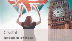  Presentation with brexit - Slides enhanced with young-woman-waving-uk-flag background and a lemonade colored foreground