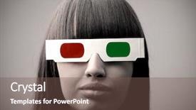  Presentation with glasses - Presentation theme having young woman wearing 3d glasses background and a violet colored foreground