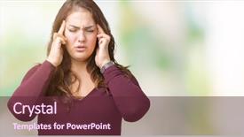  Presentation with migraine - Colorful presentation enhanced with young woman wearing a dress backdrop and a  colored foreground