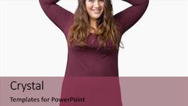  Presentation with head and neck - Slide set featuring young woman wearing a dress background and a  colored foreground