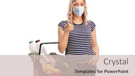  Presentation with wearing a surgical face mask - Theme having young-woman-wearing-a-protective background and a soft green colored foreground