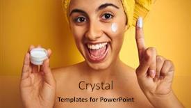  Presentation with cream - Slide deck featuring young-woman-wearing-a-shower background and a coral colored foreground