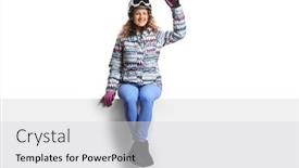  Presentation with skiing - Presentation theme having young-woman-wearing-a-skiing background and a light gray colored foreground
