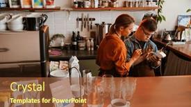  Presentation with terminal - Slide set consisting of young-woman-wearing-apron-teaching background and a tawny brown colored foreground