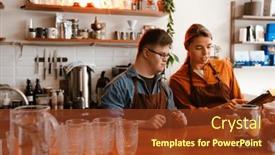  Presentation with internship - Theme with young-woman-wearing-apron-teaching background and a tawny brown colored foreground