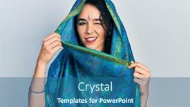  Presentation with saree - Beautiful PPT theme featuring young-woman-wearing-bindi-wearing backdrop and a ocean colored foreground