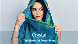  Presentation with saree - Presentation design enhanced with young-woman-wearing-bindi-wearing background and a ocean colored foreground