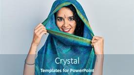  Presentation with indian woman - PPT layouts consisting of young-woman-wearing-bindi-wearing background and a ocean colored foreground