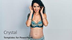  Presentation with dance music - Slide set consisting of young-woman-wearing-bindi background and a light gray colored foreground