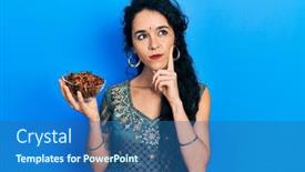  Presentation with traditional - Presentation with young-woman-wearing-bindi background and a ocean colored foreground