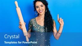  Presentation with traditional - Slide set consisting of young-woman-wearing-bindi background and a ocean colored foreground