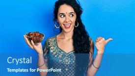  Presentation with traditional - Presentation theme consisting of young-woman-wearing-bindi background and a ocean colored foreground