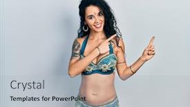  Presentation with traditional - Slide deck having young-woman-wearing-bindi background and a light gray colored foreground