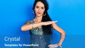  Presentation with young woman wearing boxer gloves - Presentation with young-woman-wearing-bindi background and a ocean colored foreground