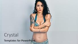  Presentation with sad woman - Presentation theme having young-woman-wearing-bindi background and a light gray colored foreground