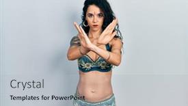  Presentation with traditional - Slide deck consisting of young-woman-wearing-bindi background and a light gray colored foreground