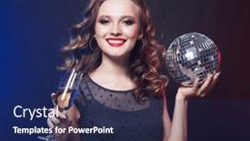  Presentation with disco - Slide set consisting of young-woman-wearing-black-dress background and a  colored foreground