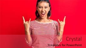  Presentation with rock music - Amazing presentation design having young-woman-wearing-casual-clothes backdrop and a red colored foreground