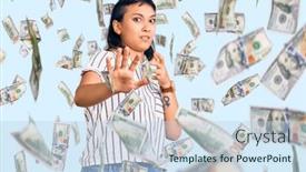  Presentation with clothes - Colorful slide deck enhanced with young-woman-wearing-casual-clothes backdrop and a sky blue colored foreground