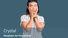  Presentation with sadness - PPT layouts with young-woman-wearing-casual-clothes background and a ocean colored foreground