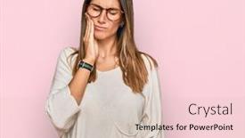  Presentation with clothing wooden clothes hanger object - Slides enhanced with young-woman-wearing-casual-clothes background and a soft green colored foreground