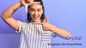  Presentation with clothes - PPT theme with young-woman-wearing-casual-clothes background and a  colored foreground