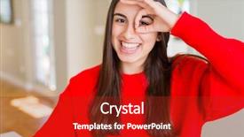  Presentation with eye - PPT theme with young woman wearing casual red background and a  colored foreground