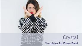  Presentation with negative - Audience pleasing slide set consisting of young-woman-wearing-casual-sweater backdrop and a lemonade colored foreground